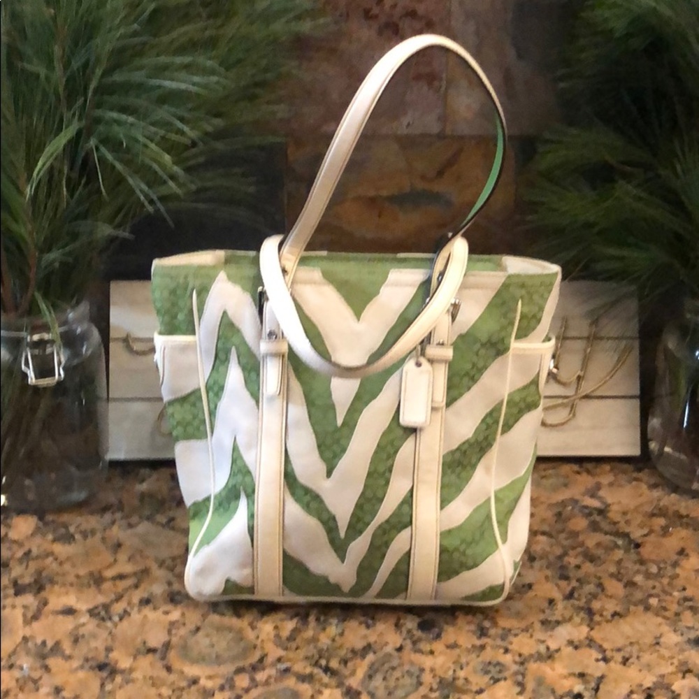 Coach mini zebra tote